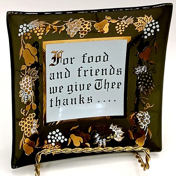 Unbranded Other - FRIENDS Thank You Lord Hostess Gift Black Glass Tray Housewarming Thanksgiving